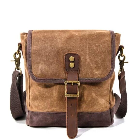 NEW Handcrafted Oil Waxed Canvas Shoulder Bag Unisex. The Rugged Traveler's Tote - Picture 4 of 8